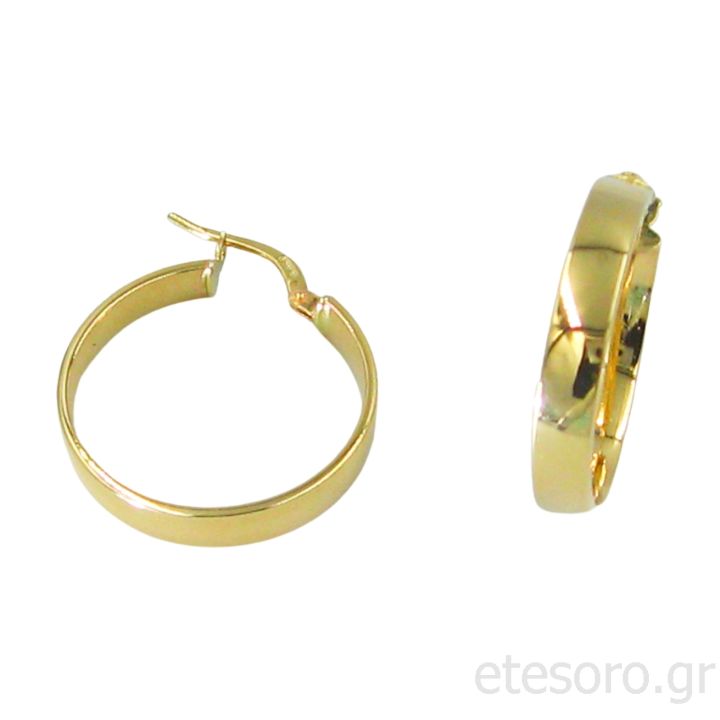 14Κ Χρυσοί Κρίκοι Γυαλιστεροί Επίπεδοι