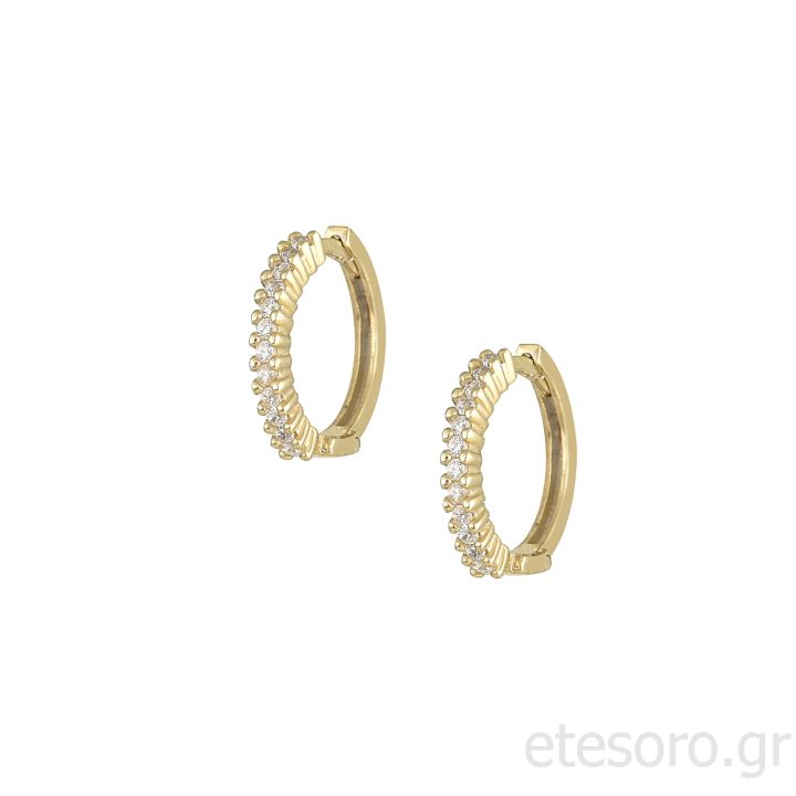 14K Gold Hoop Earrings With Cubic Zirconia