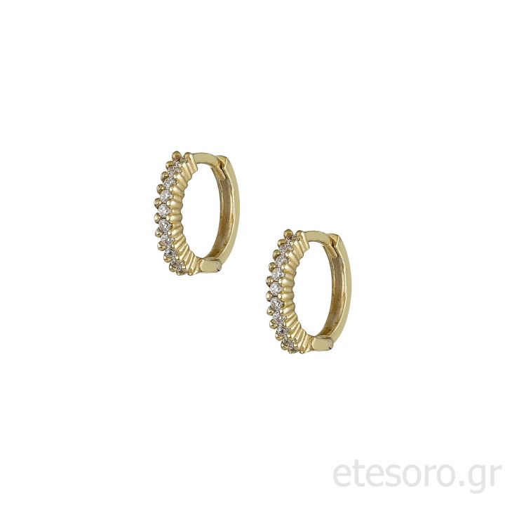 14K Gold Hoop Earrings With Cubic Zirconia