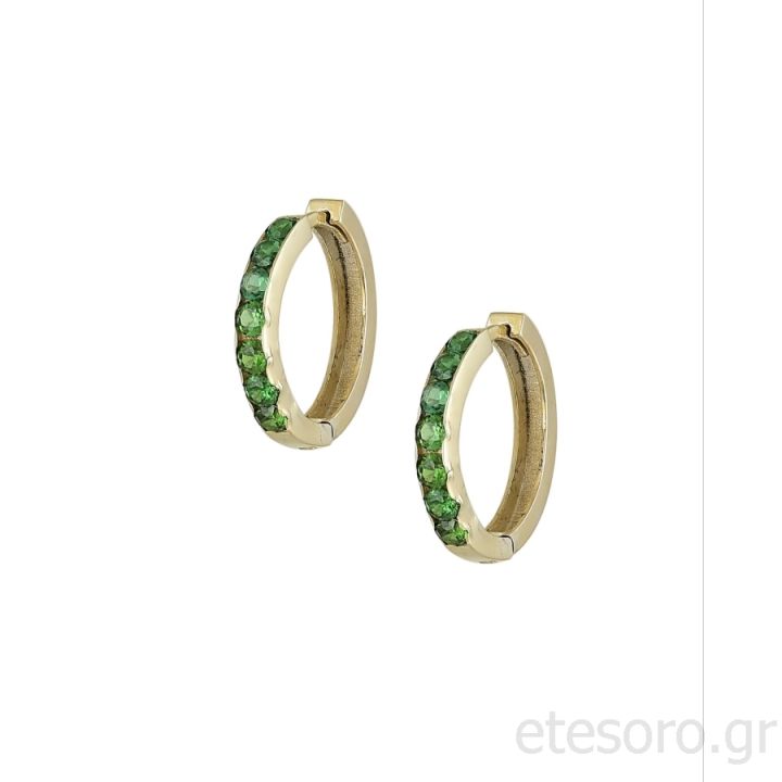Earrings 14K Green Zirconia