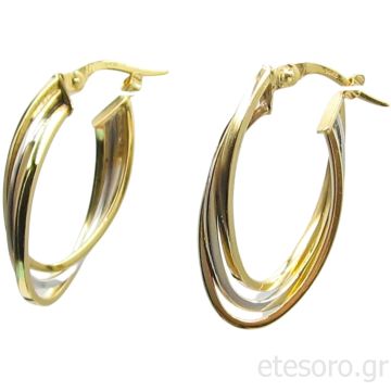 14Κ Χρυσοί Κρίκοι Δίχρωμοι Γυαλιστεροί