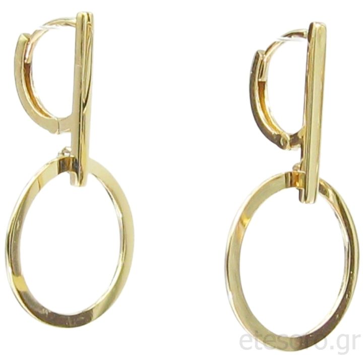 14K Gold Huggie Earrings with two round circles