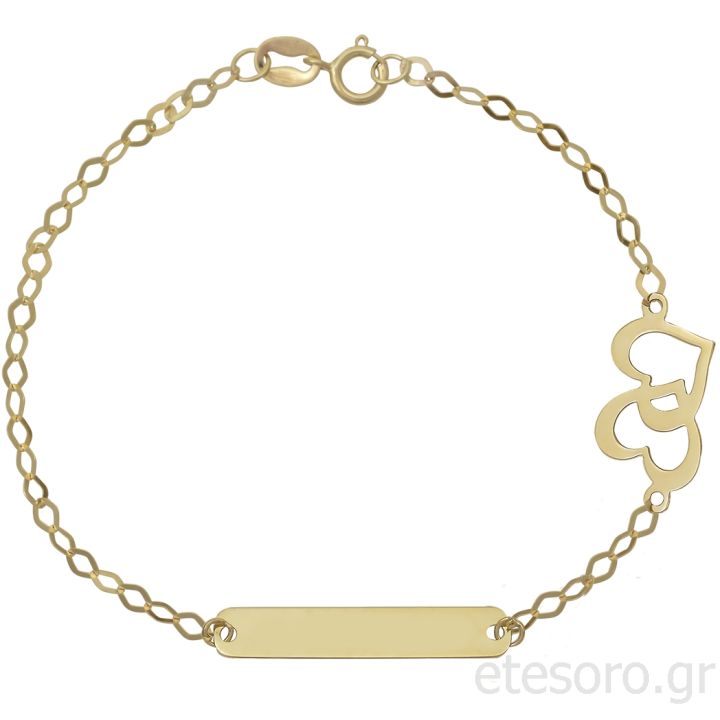 Χρυσή παιδική ταυτότητα με διπλή καρδιά