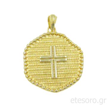 14Κ Χρυσό Κωνσταντινάτο IC XC NIKA Μπλε Ζιρκόν