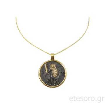 Μενταγιόν με Αρχάγγελο Μιχαήλ από 14Κ Χρυσό Και Χαλκό