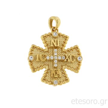 14Κ Χρυσό Μενταγιόν IC XC NIKA Με Ζιρκόν