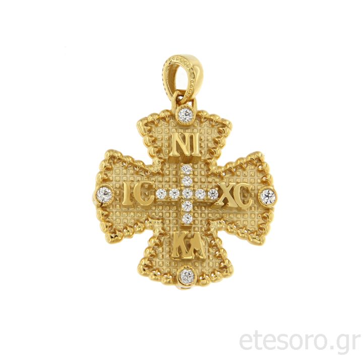 14Κ Χρυσό Μενταγιόν IC XC NIKA Με Ζιρκόν