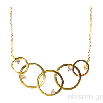 Χρυσό κολιέ με πεντε ασύμμετρους κύκλους