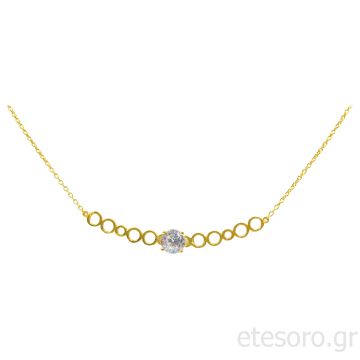 Χρυσό κολιέ μονόπετρο με κύκλους