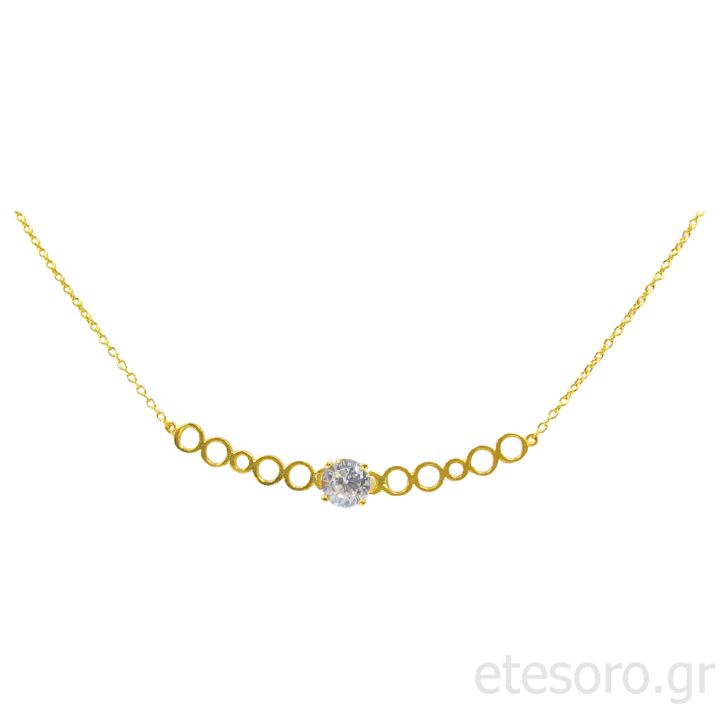 Χρυσό κολιέ μονόπετρο με κύκλους