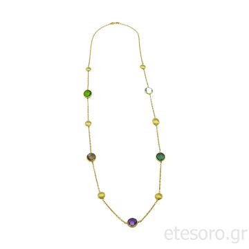 14K Χρυσό κολιέ με πολύχρωμους ορυκτούς λίθους