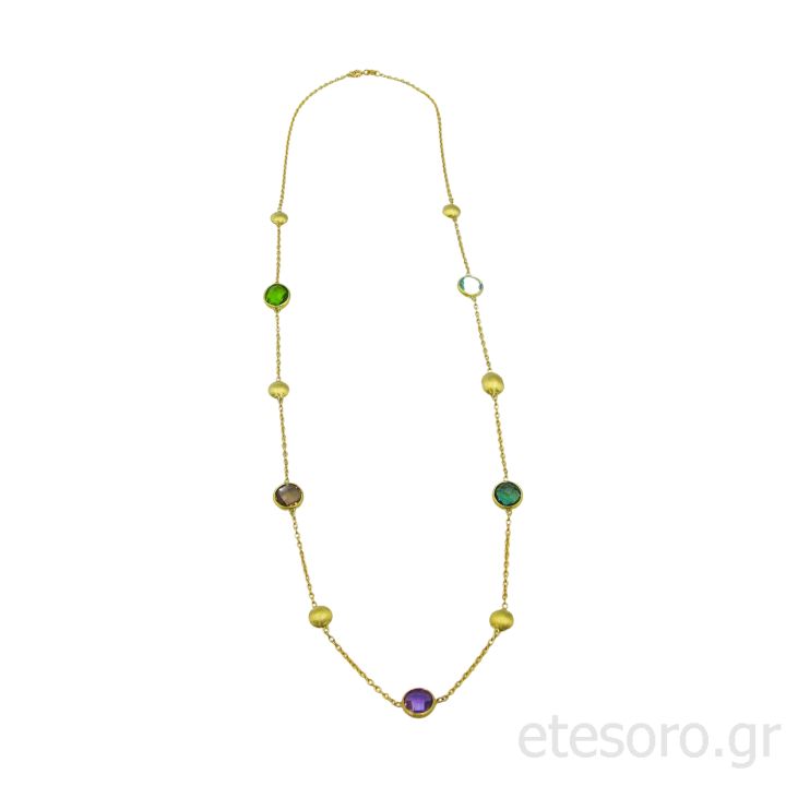 14K Χρυσό κολιέ με πολύχρωμους ορυκτούς λίθους
