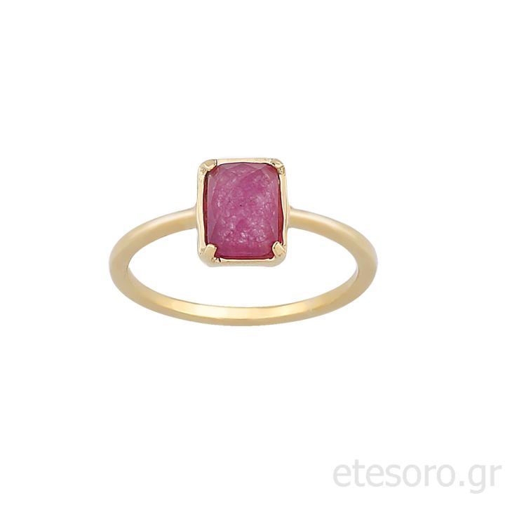 14K Gold Ring With Pink Zirconia Stone