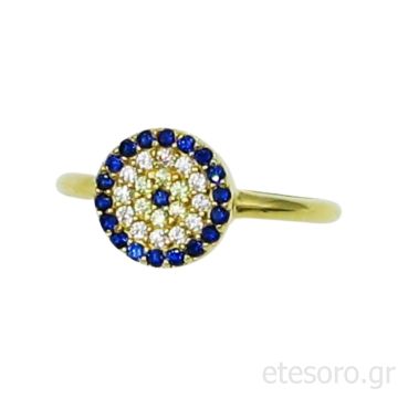 14Κ Χρυσό Δαχτυλίδι Στόχος Με Ζιρκόν