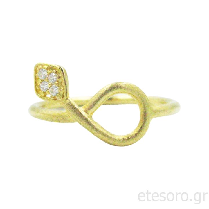14K Gold Ring Snake With Zirconia Stones