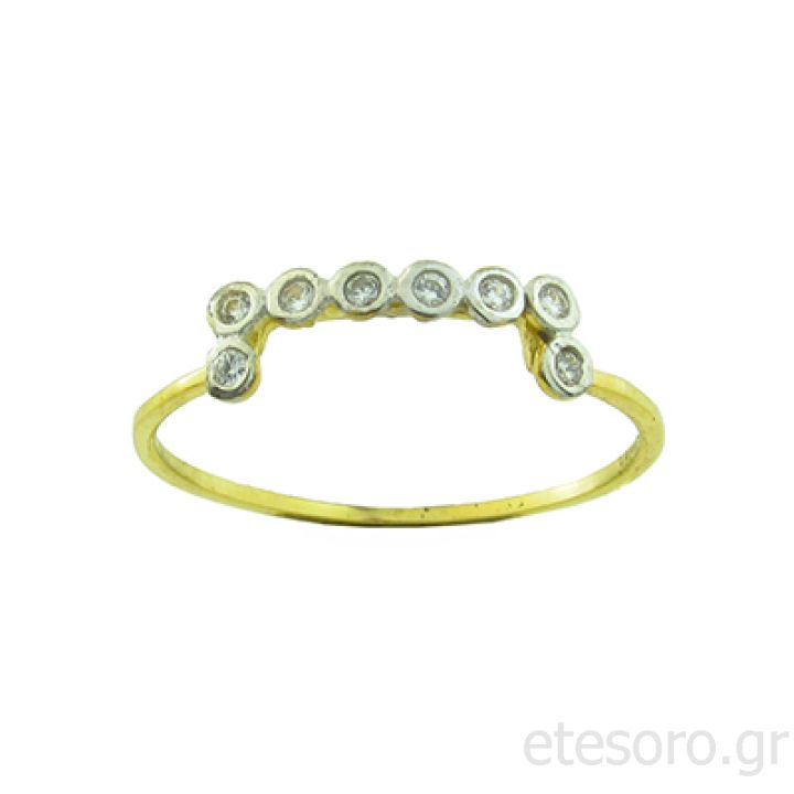 14K Two Tone Gold Ring With Zirconia Stones