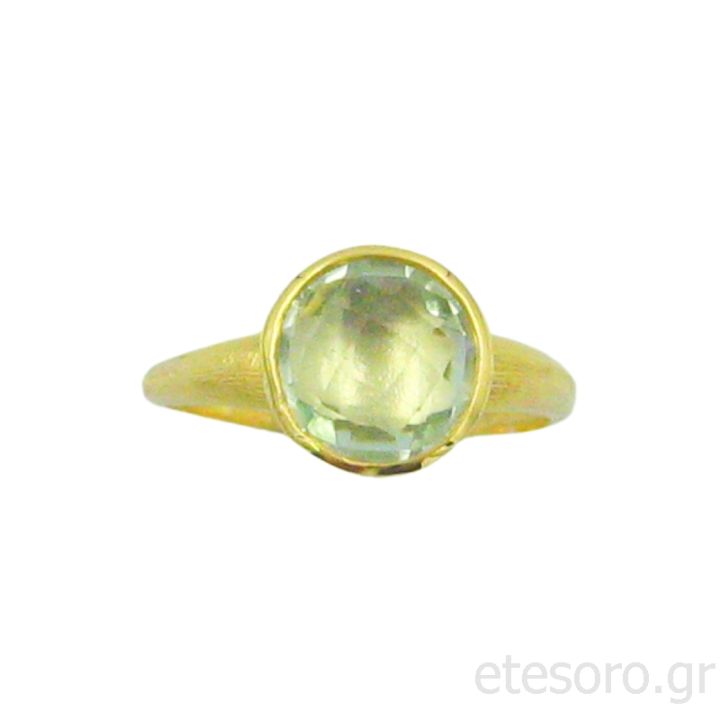 14K Gold Engagement Ring With Green Amethyst