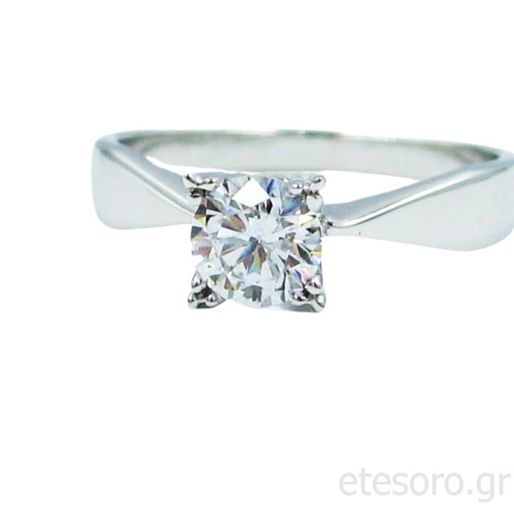 14K White Gold Engagement Ring With Square Zirconia