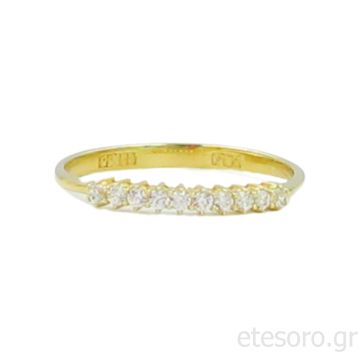 14Κ Χρυσό Δαχτυλίδι Ημί-Σειρέ Με Λευκά Ζιργκόν