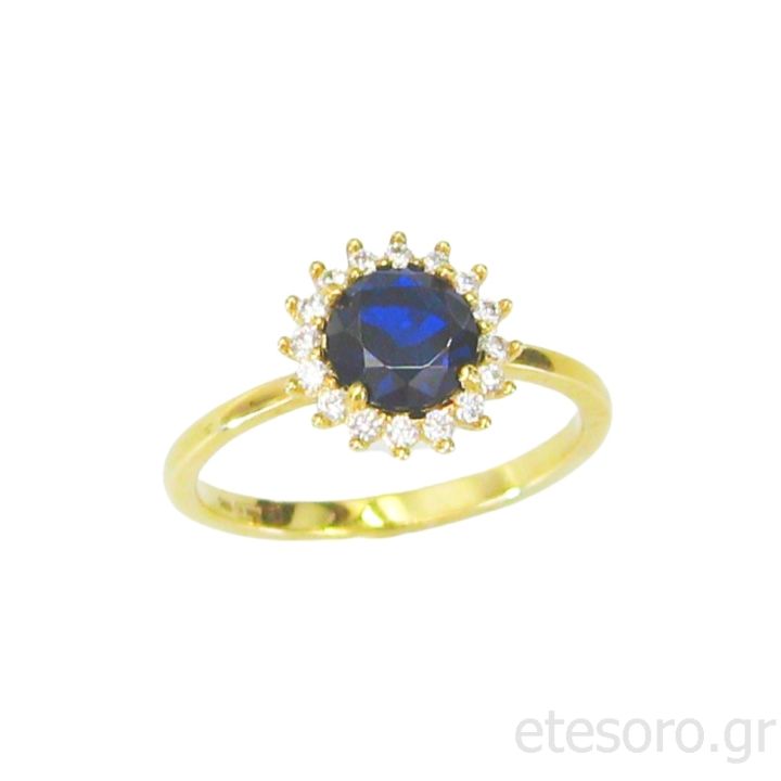 14K Gold Vintage Ring Rosette With Zirconia Stones