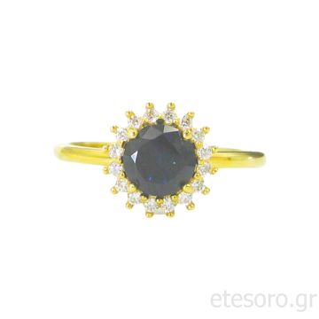 14Κ Χρυσό Δαχτυλίδι Ροζέτα Με Ζιργκόν Πέτρες