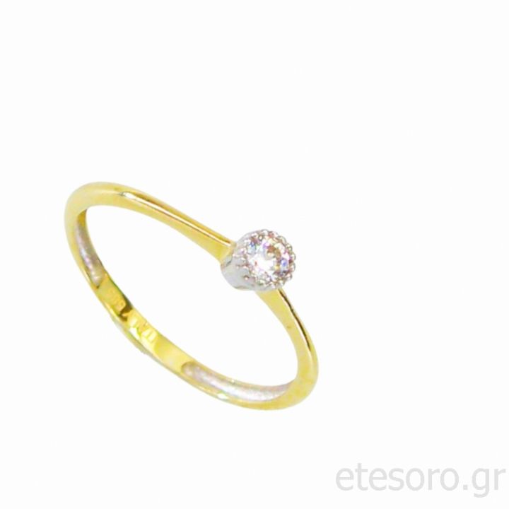 14K Gold Engagement Ring Rosette With Zircocnia