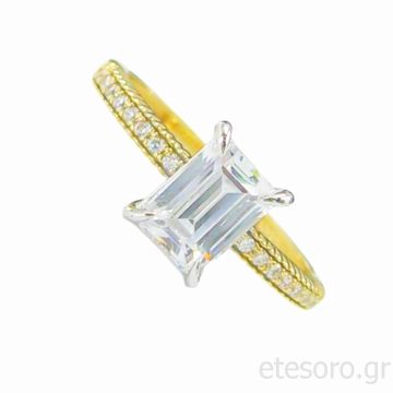 14Κ Χρυσό Δαχτυλίδι Με Λευκά Ζιργκόν