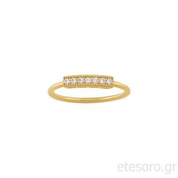 14Κ Χρυσό Δαχτυλίδι Ημί-Σειρέ Με Λευκά Ζιργκόν