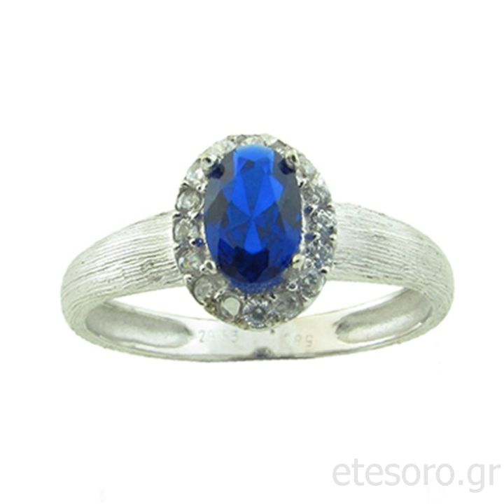 14K Gold Vintage Ring With Blue and White Zirconia