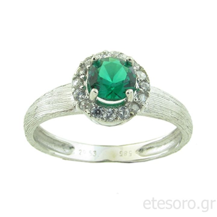 14K Gold Engagement Ring With Green Zirconia