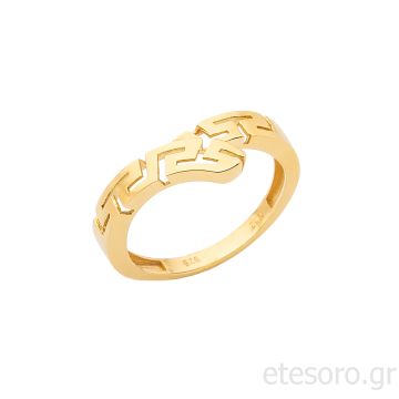 14Κ Χρυσό Δαχτυλίδι Με Περίγραμμα Μαίανδρο Ασύμμετρο