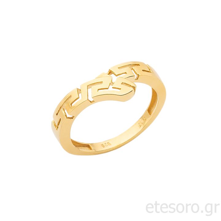 14Κ Χρυσό Δαχτυλίδι Με Περίγραμμα Μαίανδρο Ασύμμετρο