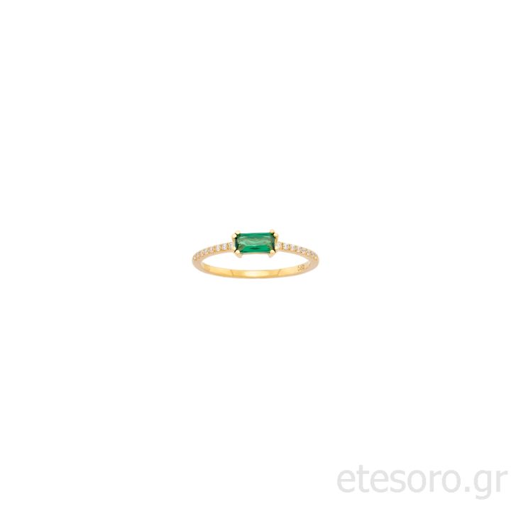 Χρυσό δαχτυλίδι με πράσινο ζιρκόν