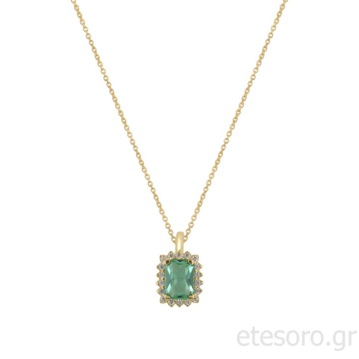 14K Gold Necklace With Ice Blue Cubic Zirconia 