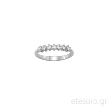 14Κ Λευκόχρυσο Δαχτυλίδι Ημί-Σειρέ Με Λευκά Ζιργκόν