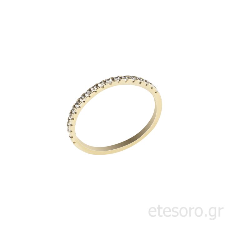 14Κ Χρυσό Δαχτυλίδι Σειρέ Με Λευκά Ζιργκόν