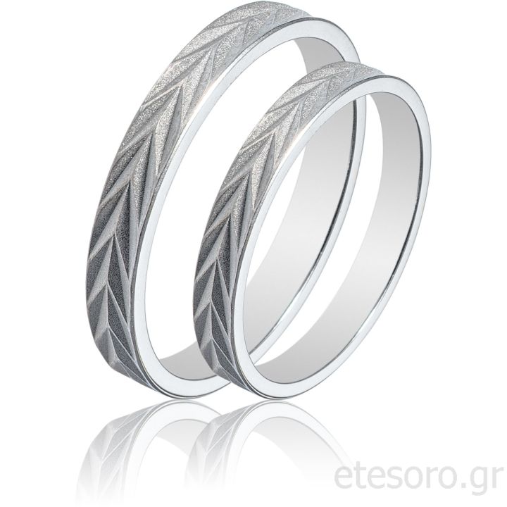White Gold Wedding rings unique pattern
