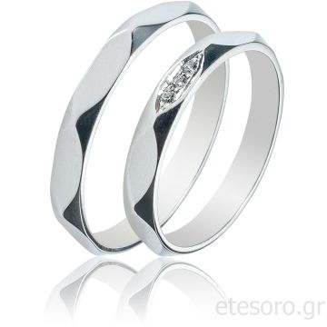 Βέρες από λευκό χρυσό με πολυεδρική επιφάνεια