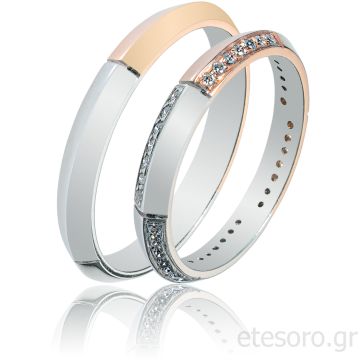 Βέρες από ροζ χρυσό και λευκόχρυσο