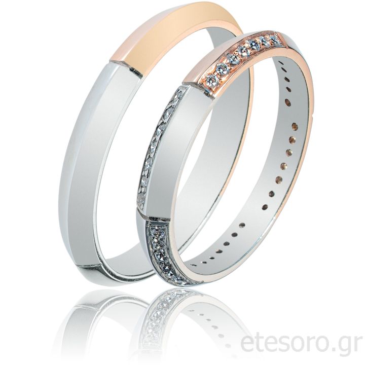 White and Rose Gold Wedding rings