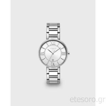 Vogue Jet Set ρολόι με ανοιχτό ροζ καντράν και λαμπερά λευκά ζιργκόν στο πλάι