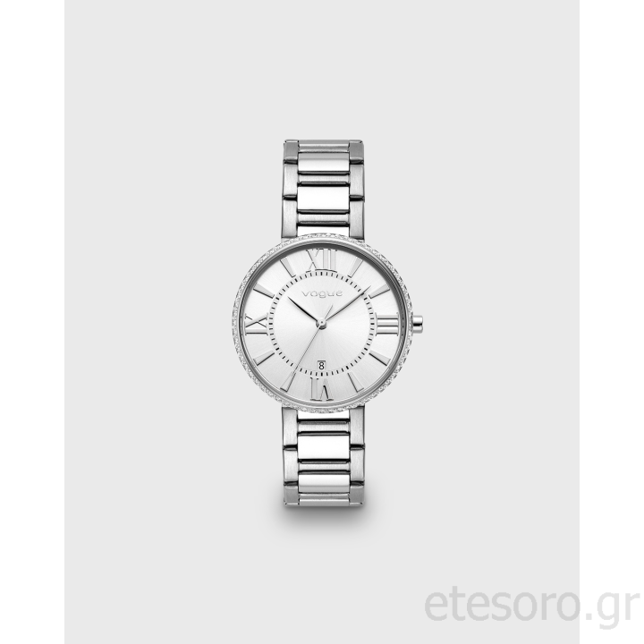 Vogue Jet Set ρολόι με ανοιχτό ροζ καντράν και λαμπερά λευκά ζιργκόν στο πλάι