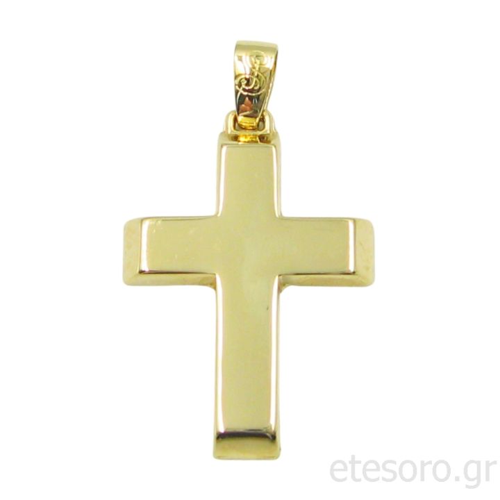 14Κ Χρυσός Ανδρικός Γυαλιστερός Σταυρός