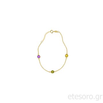 14K Χρυσό βραχιόλι με ορυκτές πέτρες