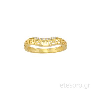 14Κ Χρυσό Δαχτυλίδι με Κυματιστό Μαίανδρο και Ζιρκόν